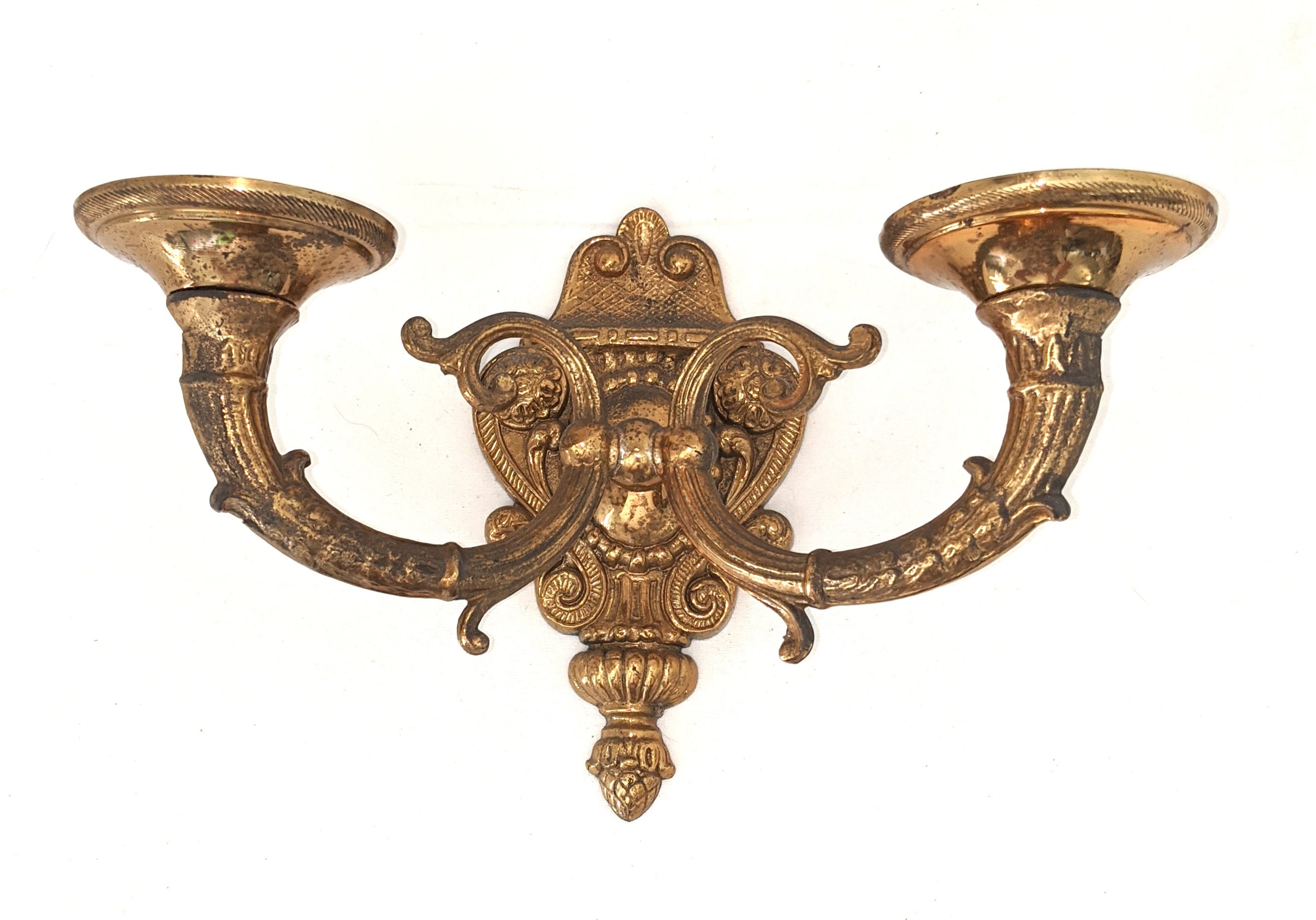 Vintage Français Bronze Double Lumière Mur Sconce Pour La Restauration