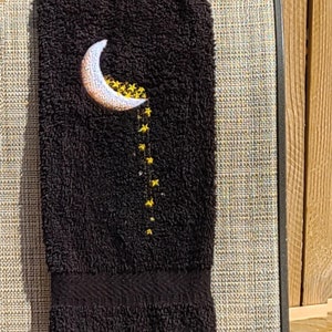 Moon & Stars Embroidery 100% Cotton Terry Cloth Hand Towel Gift Wedding Birthday Business Gifts Air BNB Towels Air BNB Gifts