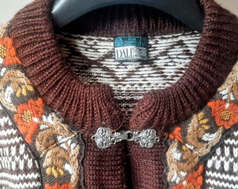 Vintage Dale of Norway Cardigan 100% New Wool Size M-L Nordic Ski Boho Pull Laine