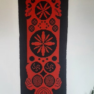 Finnish wool wall hanging /Scandinavian Wall decoration / Takana vintage reversible MCM tapestry / Woven red Scandinavian Christmas decor
