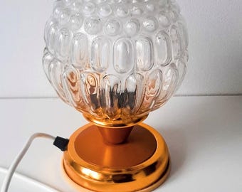 Lampe de table Elektrofém / Veilleuse / Lampe MCM hongroise des années 1960 / Métal / Verre