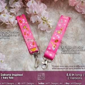 SHORT- Sakura Magical Girl Key Fob Lanyards- 2 versions