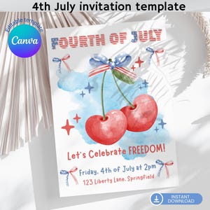 Invitation 4 juillet, Fête indépendance USA, Invitation fête patriotique, Fête nationale américaine, Carte fête nationale USA
