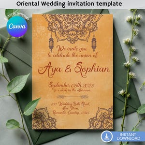 Faire-part mariage marocain - Invitation mariage arabe - Mariage marocain - Faire-part oriental - Mariage traditionnel arabe
