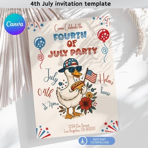 Invitation fête 4 juillet, Invitation pique-nique américaine, Jour de l'indépendance, Fête nationale américaine, Invitation barbecue