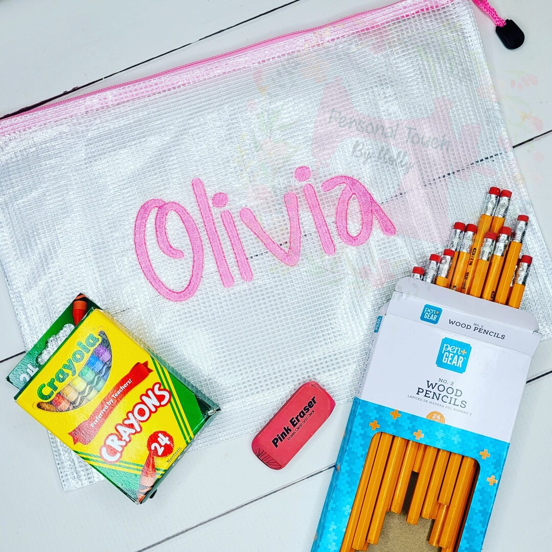 Personalized Mesh Zipper Bag A4 Size Zipper Bag Embroidered Etsy