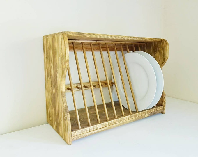 Plate Rack Plate Storage Kitchen Storage Plates Open Etsy