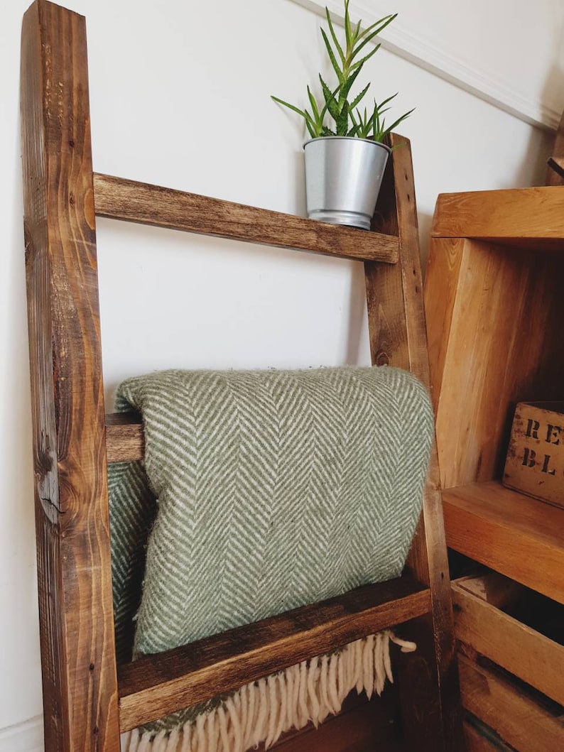 Blanket Ladder Blanket Storage Towel Storage Ladder Wooden Etsy