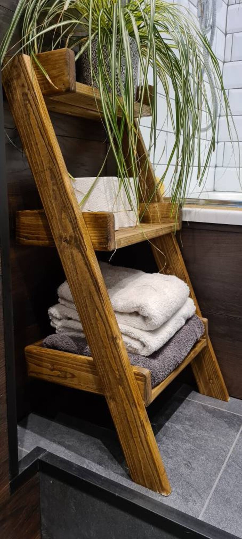 3 Tier Leaning Shelf Unit Bathroom Shelves Kitchen Shelves Etsy UK