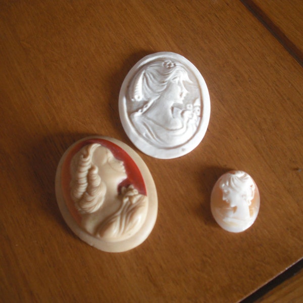 SALE...3 VINTAGE Unmounted Cameos...one is quite different