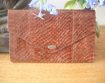 Vintage...Tan Snakeskin Leather Clutch Bag....Excellent Condition...Soft & Supple and Tactile. Very Elegant and Chic