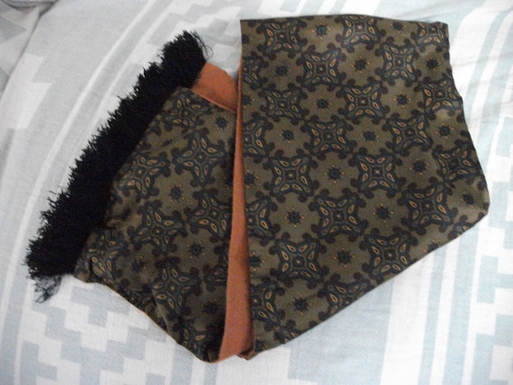 Vintage 60s/70s Paisley Scarf Brown/Gold/Green Pa… - image 2