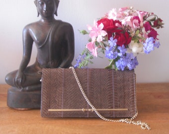 Vintage...Snakeskin Leather Shoulder Bag/Clutch Bag...withaa Chain Strap..Great Condition...Soft & Supple and Tactile. Very Elegant and Chic