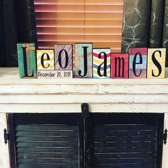 Baby Name Blocks Children S Decor Personalized Shower Gift Custom Wedding