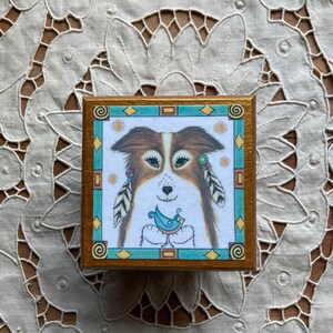 Hand painted trinket box, collie dog treasure box, collie lovers gift