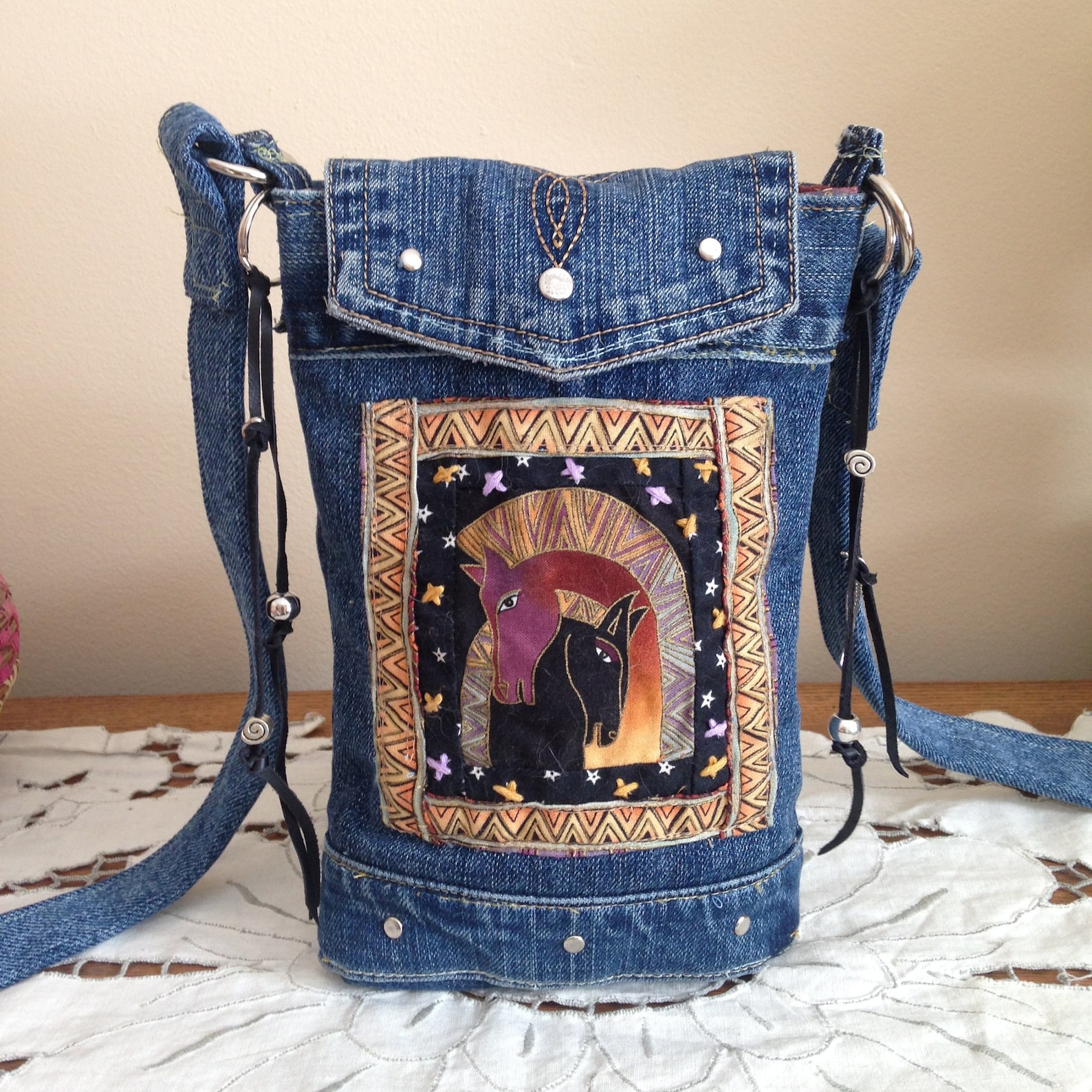 Upcycled Denim Crossbody Bag Recycled Patchwork Handbag Etsy