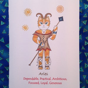 Aries Astrología Gato - Gato Aries - Zodiac Aries Cat Tarjeta de felicitación- Cualquier ocasión