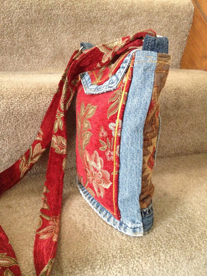 Tapestry and Denim Shoulder Bag, Handmade Tapestry Handbag Etsy