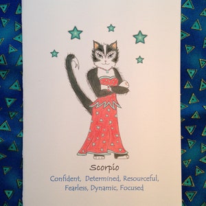 Cartão de felicitações do Gato Escorpião - Cartão do Gato Escorpião do Zodíaco - Gato Escorpião Astrológico