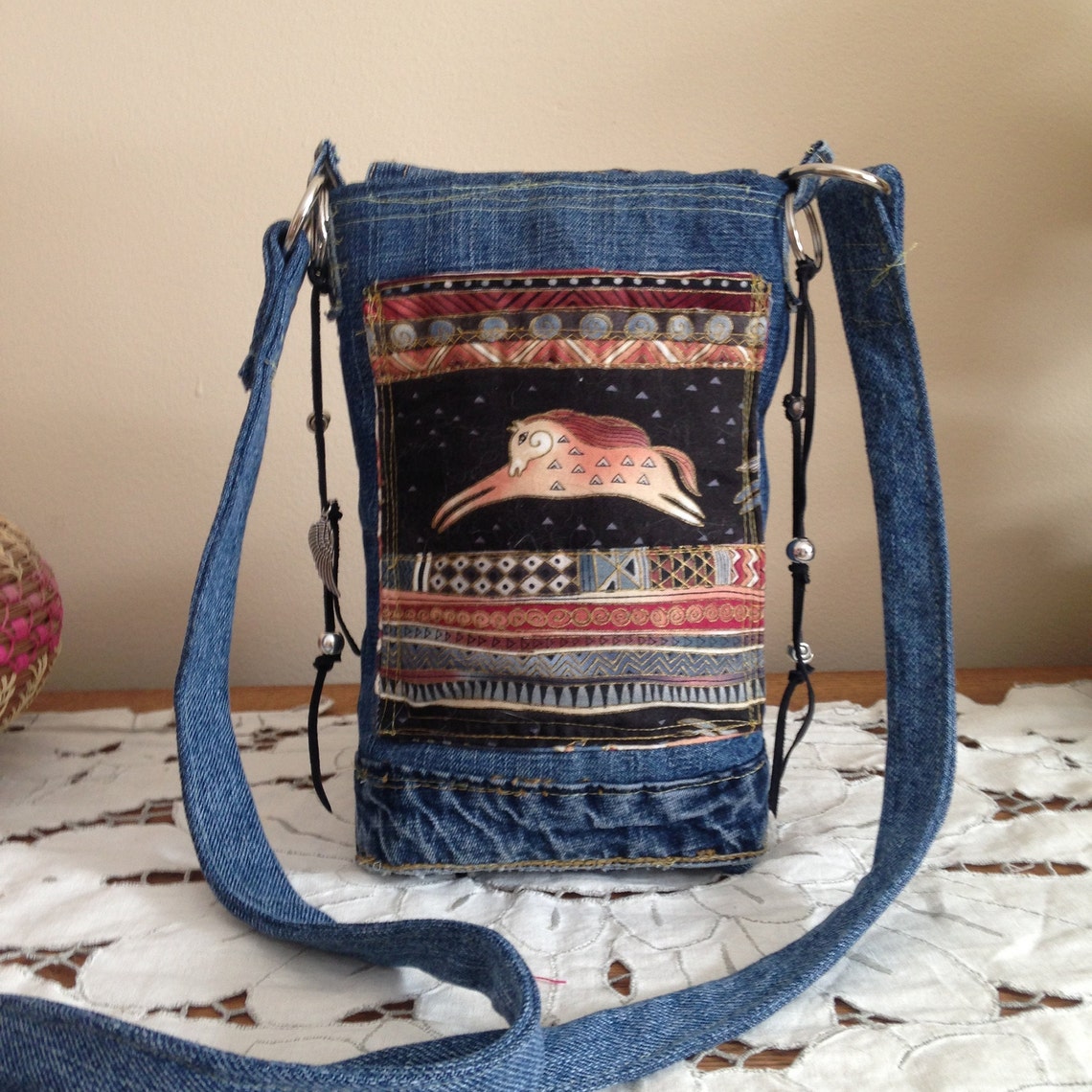 Upcycled Denim Crossbody Bag Recycled Patchwork Handbag Etsy