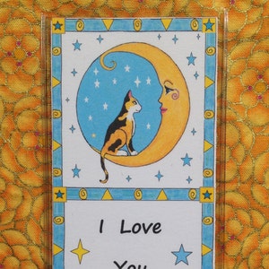 I Love you to the moon and back Cat Bookmark - Bookmark Cat on the Moon - Love you to the moon and back bookmark