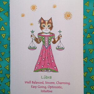Tarjeta de felicitación Libra Kitty - Astrología Libra Cat Card - Zodiac Cat Libra