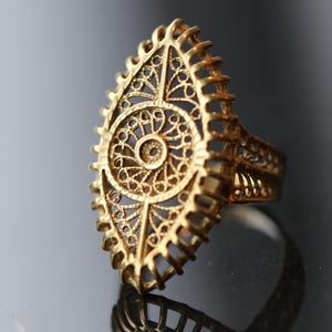Estate Evil Eye Ring is Solid 18K Yellow Gold