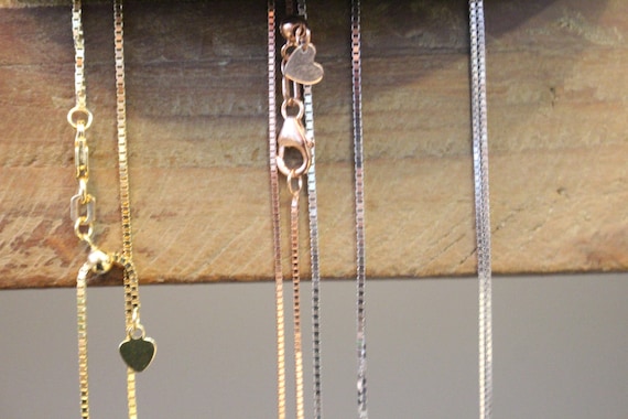 Adjustable Box Link Chains in Solid 14kt Gold & Sterling - Etsy
