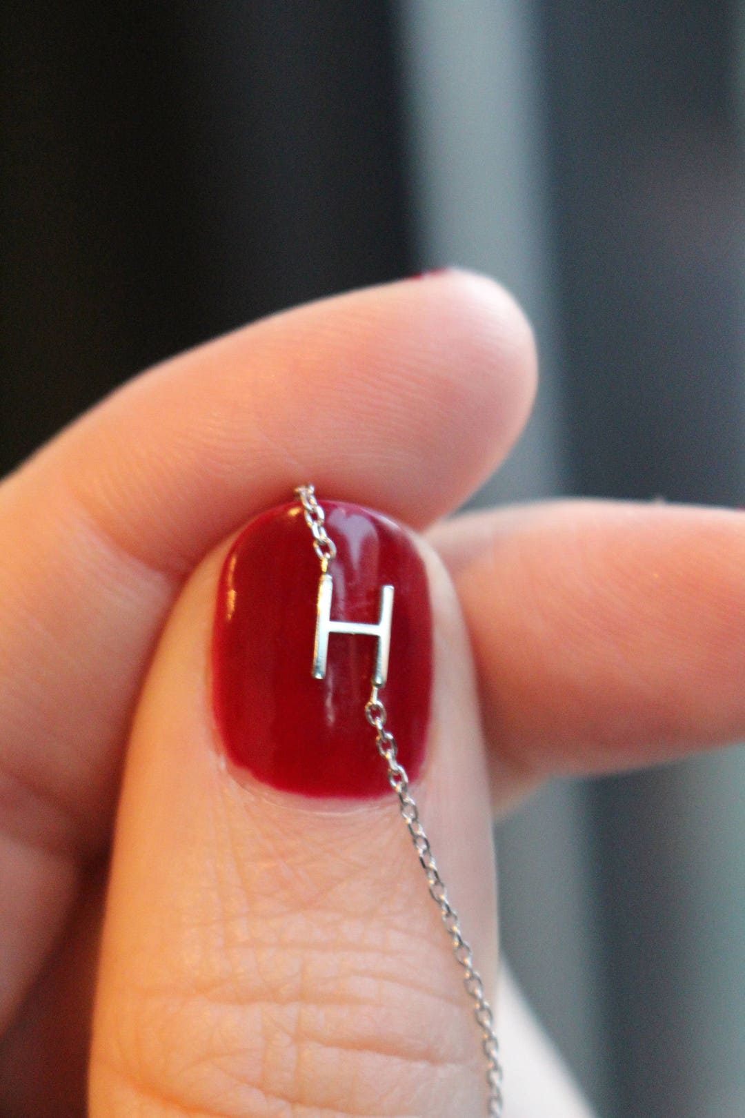 Dainty Initial Necklace Solid 14kt Gold or Sterling Silver Etsy