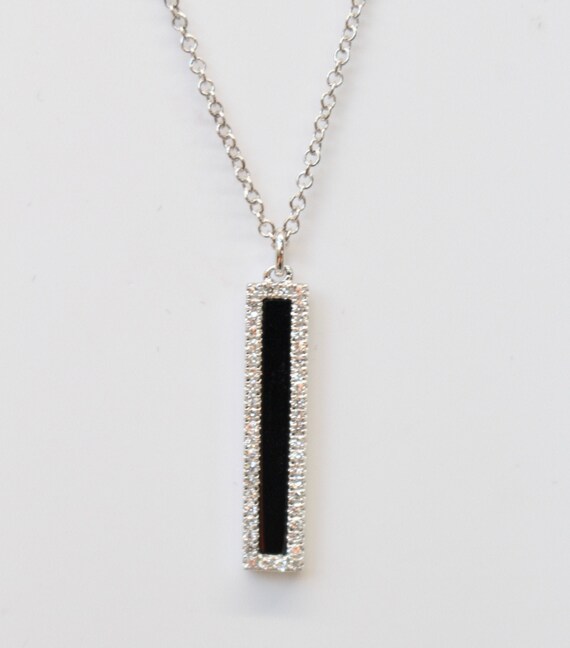 black onyx bar necklace