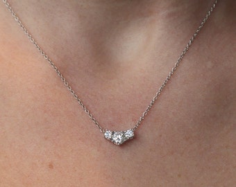 3 stone sale horizontal diamond necklace