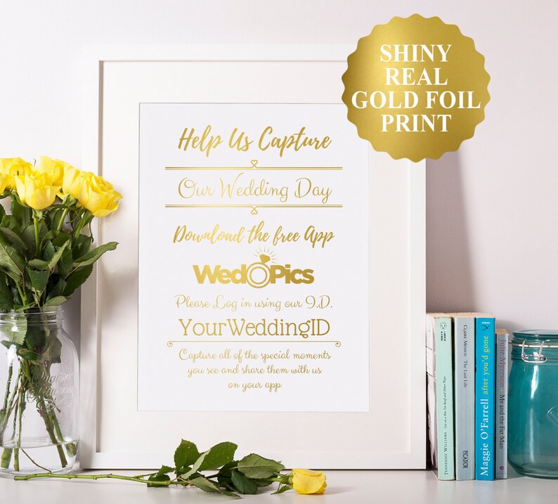 Wedpics Sign Gold Foil Wedpics Wedding Sign Wedpics App Etsy