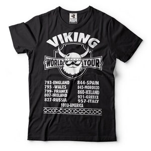 Viking World Tour T-Shirts Funny Viking  Shirts Valhalla T-Shirts Norway T-shirts  Scandinavia Tees Odin Warriors