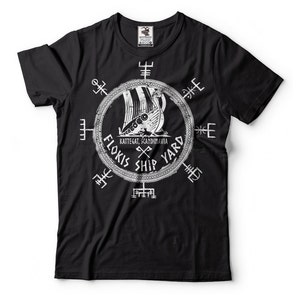 Camiseta vikinga Floki Shipyard Scandinavia, camisetas con runas, Drakkar Ship, símbolo nórdico, regalos de Noruega para seguidores, brújula vikinga
