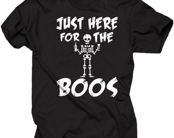 Halloween T-shirt Just Here For The Boos Funny Halloween Skeleton Costume T-shirt