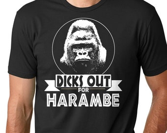 New Dicks Out Para Harambe Camisa Gorilla Meme Camisa Divertida Algodón Jersey Hombres Y Mujeres Camiseta Unisex Adulto Tamaños