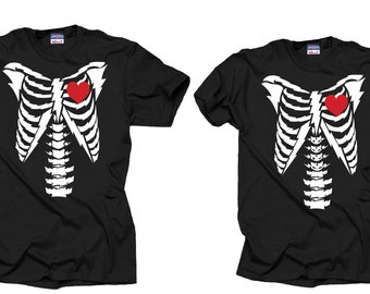 Couple Matching T-shirts Love T-Shirt Skeleton Tees Family T-Shirt