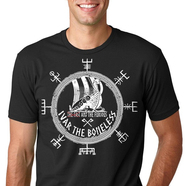 Funny Viking T-Shirt Ivar The Boneless Viking Ships Drakkar Viking Rune Pagan Viking Compass Nordic T-shirt Odin Gift For Brother