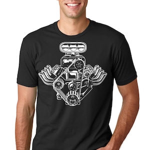 Engine T-Shirt Muscle Car Motor Pistons Body Shop Mechanic Worker Tee Shirt