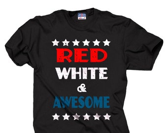 USA Patriotic T-shirt Red White Awesome American Flag T-shirt 4th Of July T-shirt
