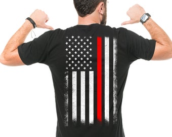 Dunne rode lijn shirt brandweerman USA vlag rode lijn van moed brandweerman tshirt brandweerman cadeau-ideeën