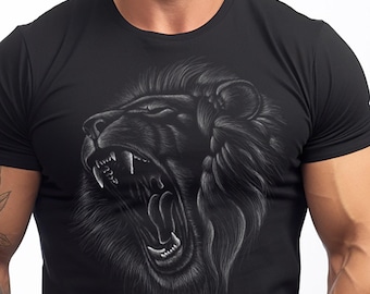 Maglietta da uomo con ruggito di leone, regalo alla moda per il fidanzato, regalo per il marito, maglietta con leone 3D, regalo per la festa del papà per lui.