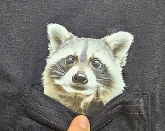 Raccoon hidden middle finger humor pocket funny raccoon print raccoon t-shirt unique gift idea funny raccoon t-shirt