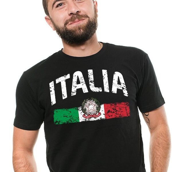 Italia Italy Country Flag Men's T-Shirt Distressed Italian Pride Flag Italia Men's Italy Soccer Shirts Italian Heritage T shirt