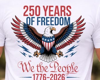 Camiseta "Nós, o Povo 1776", camiseta "250 Anos de Liberdade", camiseta patriótica com águia dos EUA, camiseta do 250º aniversário dos EUA, presente para o 4 de julho