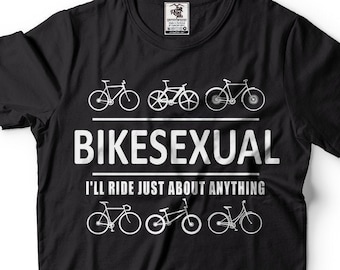 Bikesexual Camiseta de ciclismo divertida Camisa de bicicleta Diseño de camiseta de bicicleta Regalo de ciclismo Camisa de bicicleta linda Camiseta de montar en bicicleta