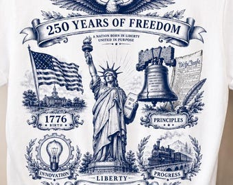 Vintage USA 250th Anniversary Shirt, Retro American History Tee, 1776-2026 Freedom Design