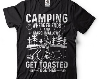 T-shirt de camping T-shirt de camping-car T-shirt de camping drôle T-shirt de montagne T-shirt de randonnée Équipement de camping T-shirt drôle d'amis et de guimauve