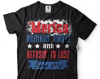 Camiseta Merica divertida Día de la Independencia 4 de julio bebida patriótica camiseta