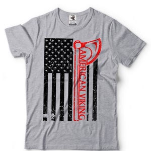 American Viking T-Shirt Valhalla US Flag Tee Shirt Valhalla Odin Norse Viking T-shirt